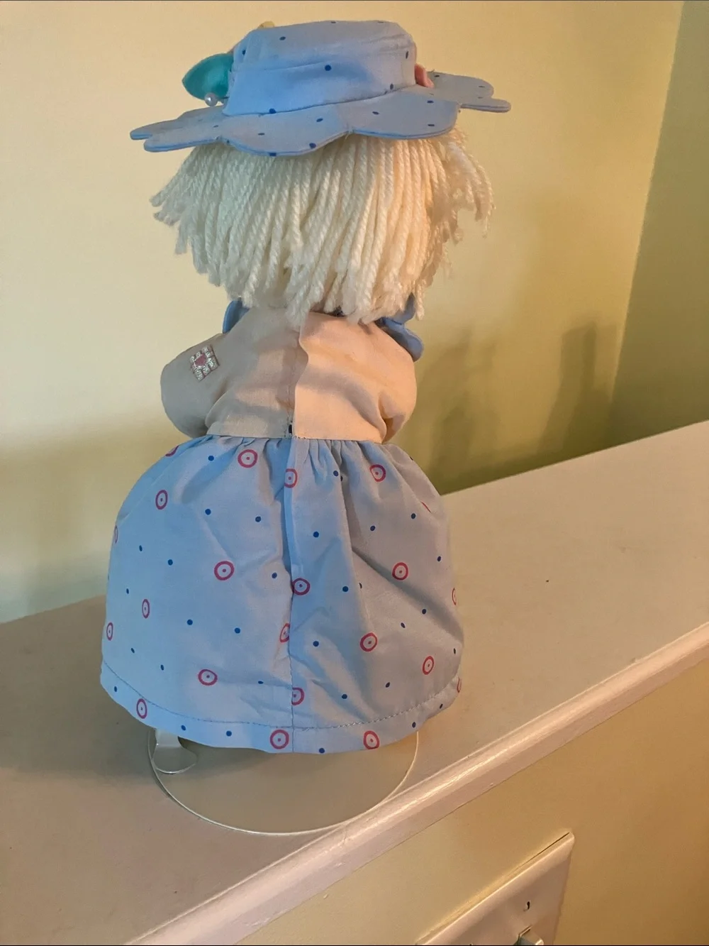 Precious Moments Pastel Blue & Cream Girl Figurine with Mop